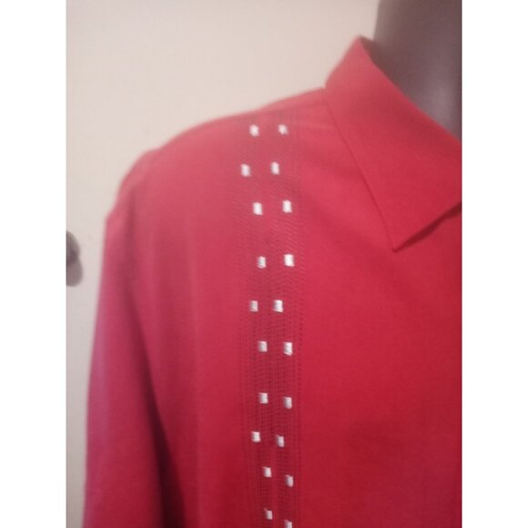 Nat Nast Shirt Mens 2XL XXL 100%-Silk Red Button Up Short Sleeve 1 Chest Pocket - Picture 3 of 13